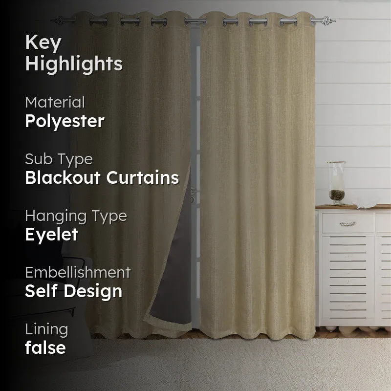 Saral Home Auriel Blackout Curtain (Beige) - Set Of Two media 2