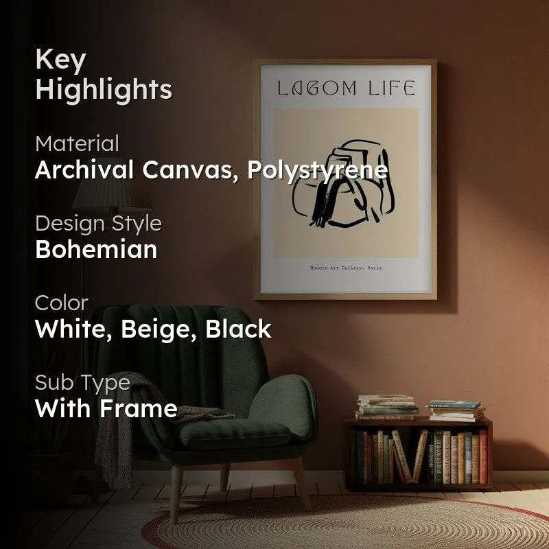 Hushed Routine Canvas Wall Painting With Brown Frame media 2