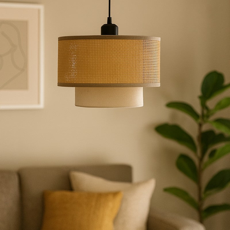 Feylos Rattan Boho Ceiling Lamp - Beige media 3