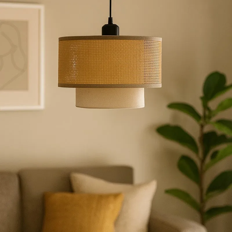Feylos Rattan Boho Ceiling Lamp - Beige media 3