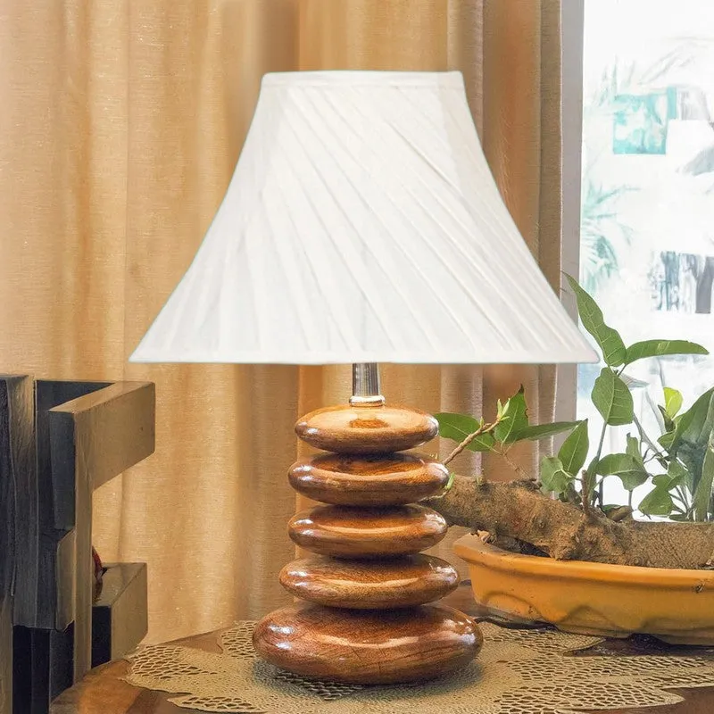 Glymora Cotton Table Lamp With Wooden Base - White media 4