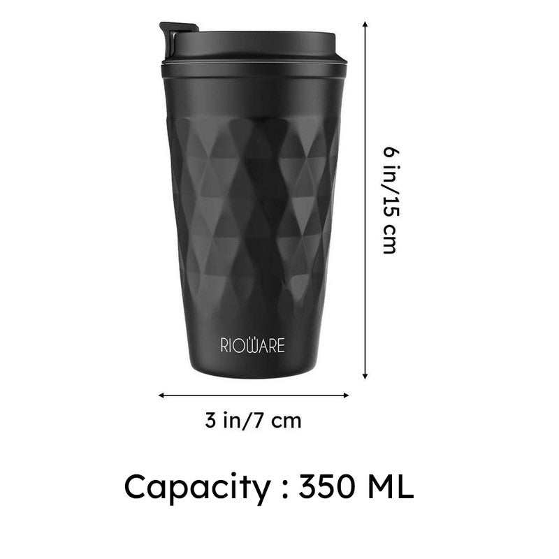 Rioware FacetSip Travel Stainless Steel Tumbler (350 ML) - Black media 8