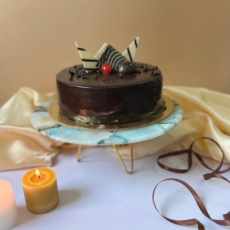 Myrla Handcrafted Agate Cake Stand - Green media 3