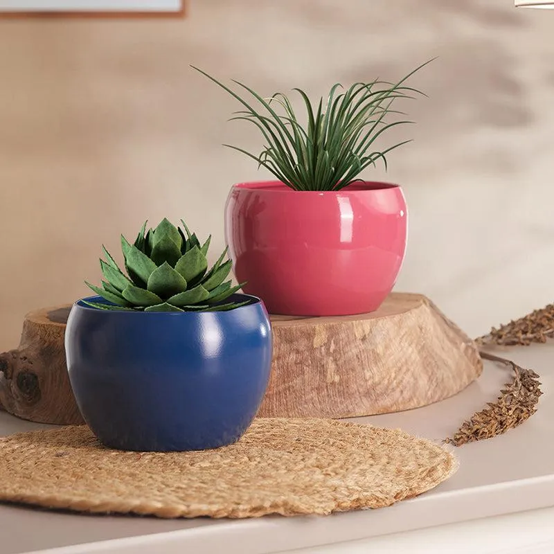 Nectera Metal Planter (Pink/Blue) - Set Of Two media 2