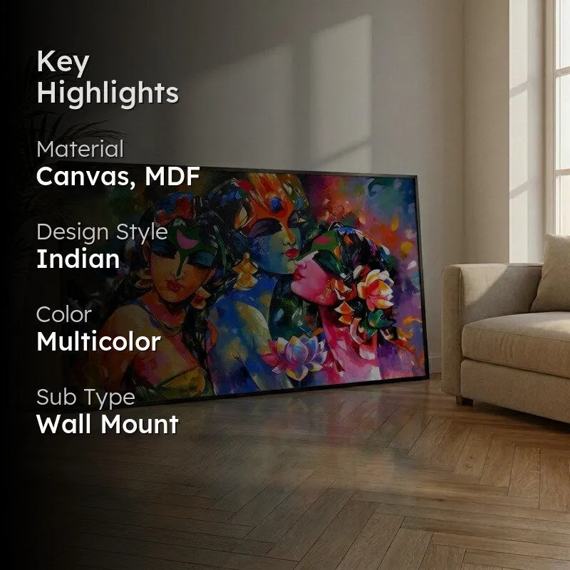 Krishnas Colorful Bliss Canvas Wall Painting With Frame media 2