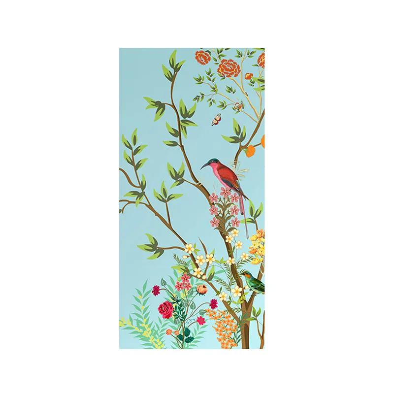 India Circus Azure Garden Canvas Wall Art - Set Of Three media 4