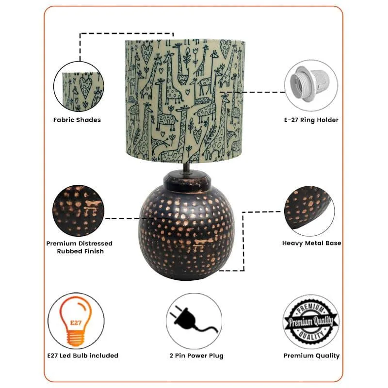 Gola Wilda Fabric Table Lamp - Yellow,Copper media 5