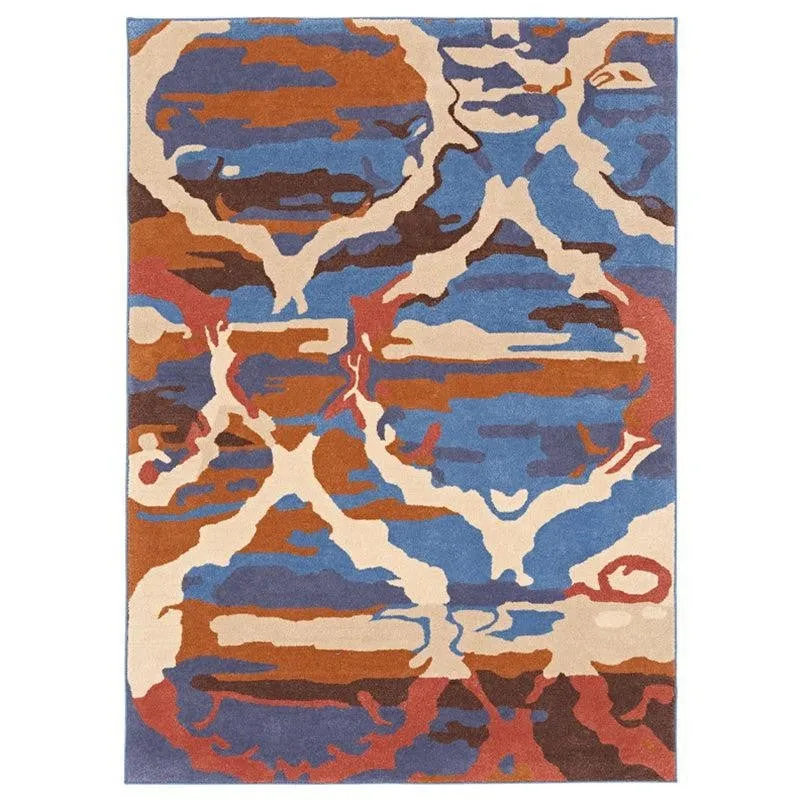 Veles Hand Tufted Abstract Wool & Nylon Carpet - Navy Blue media 1