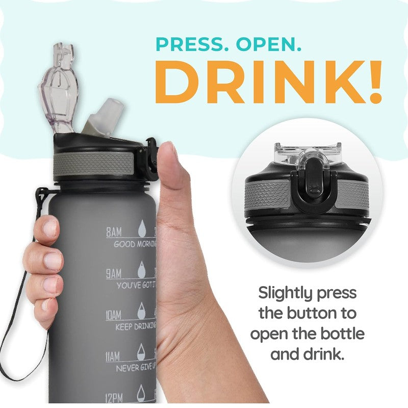 Solara Sportiq Plastic Water Bottle (1000 mL) - Grey media 5
