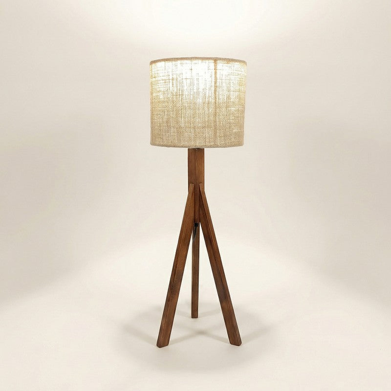 Jovienne Jute & Wood Tripod Table Lamp - Brown media 4