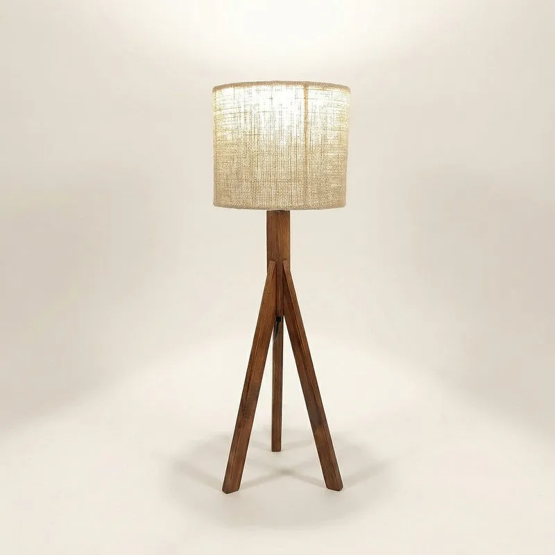 Jovienne Jute & Wood Tripod Table Lamp - Brown media 4