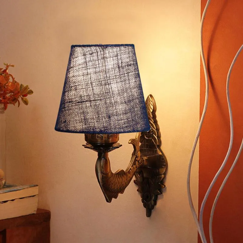 Ziada Stiva Conical Fabric & Metal Wall Lamp - Blue media 1
