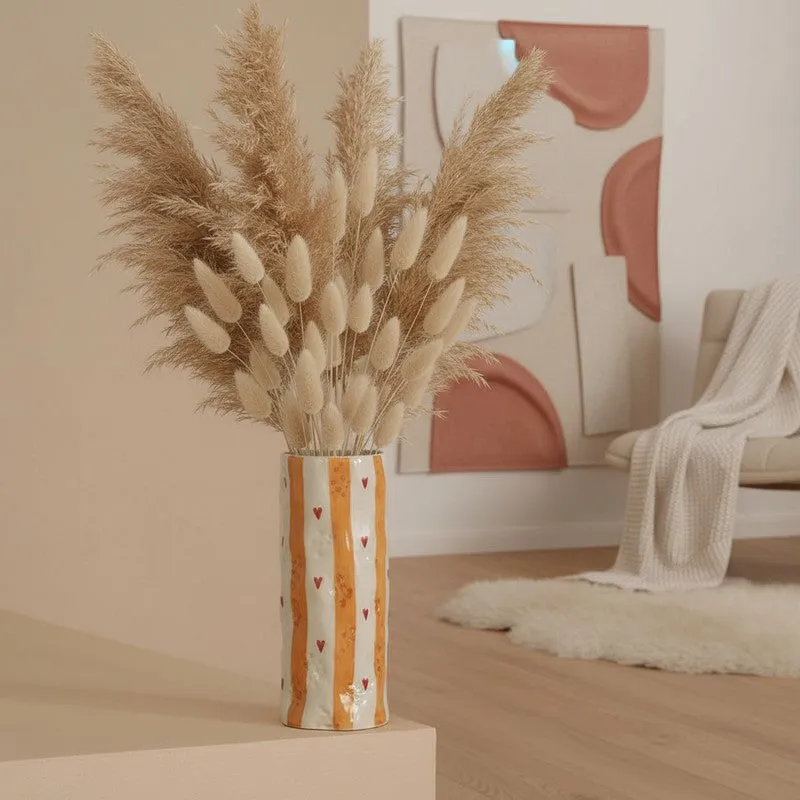 Monoline Stripe Tall Ceramic Vase - Orange media 7
