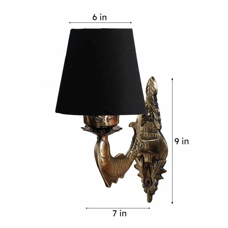 Ziada Stiva Conical Fabric & Metal Wall Lamp - Black media 6