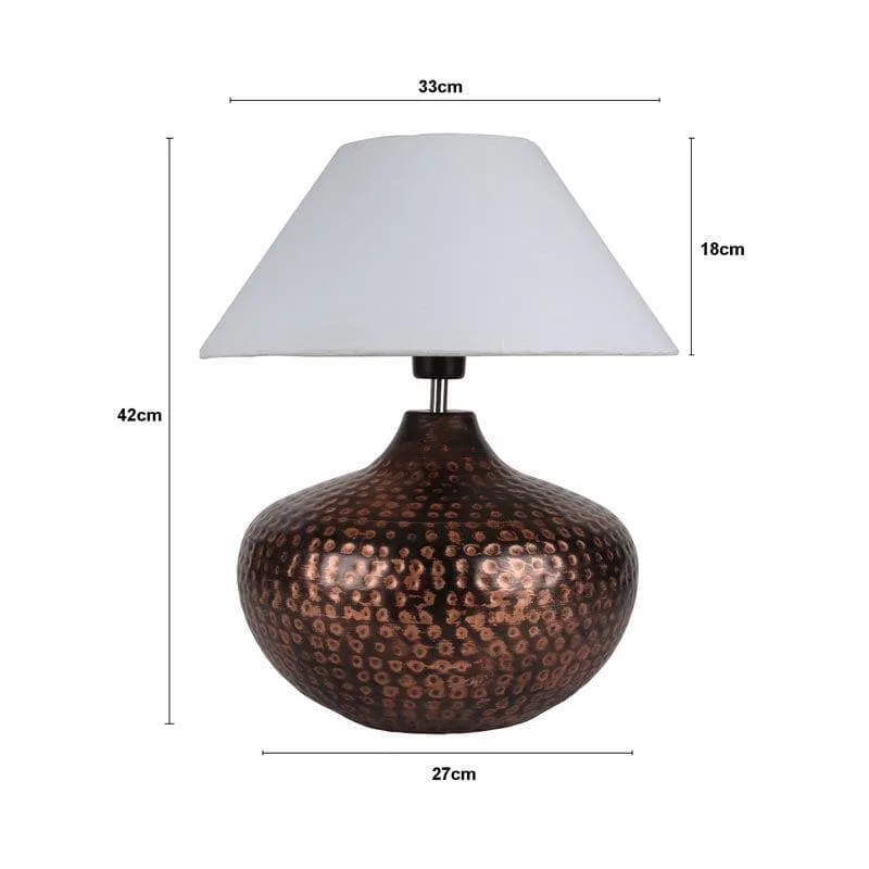 Nihita Fabric Table Lamp - White,Bronze media 5