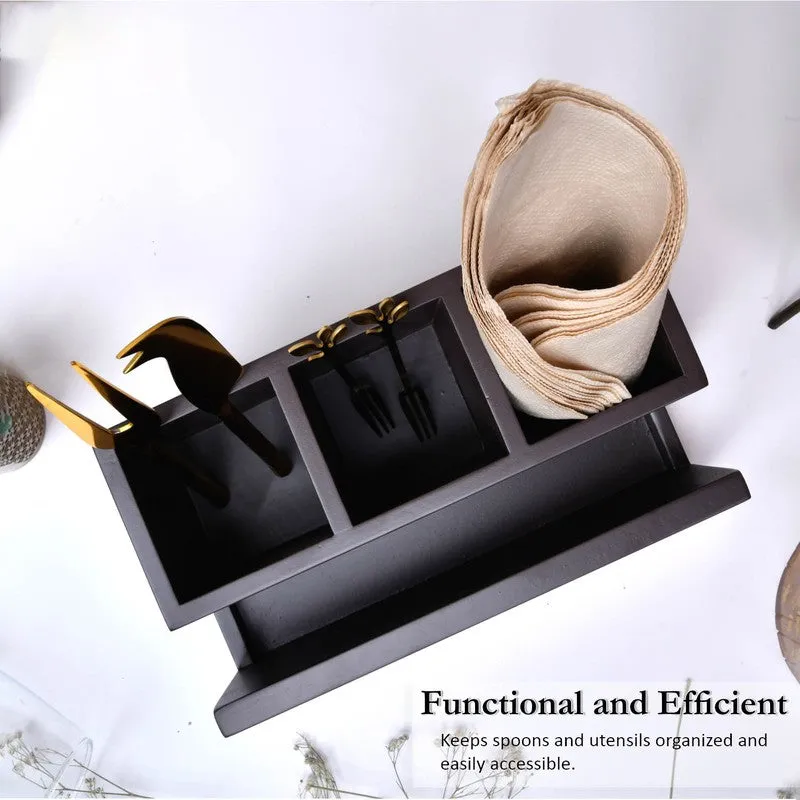 Rustic Wooden Cutlery Holder media 3