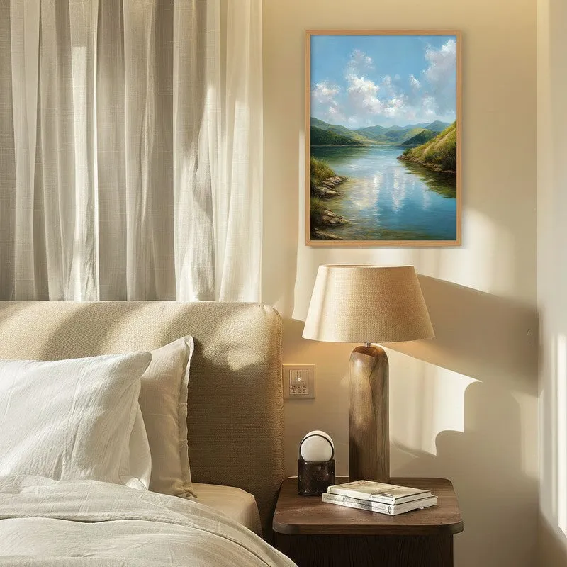 Calm Beneath the Clouds Archival Paper Wall Painting With Brown Frame media 4