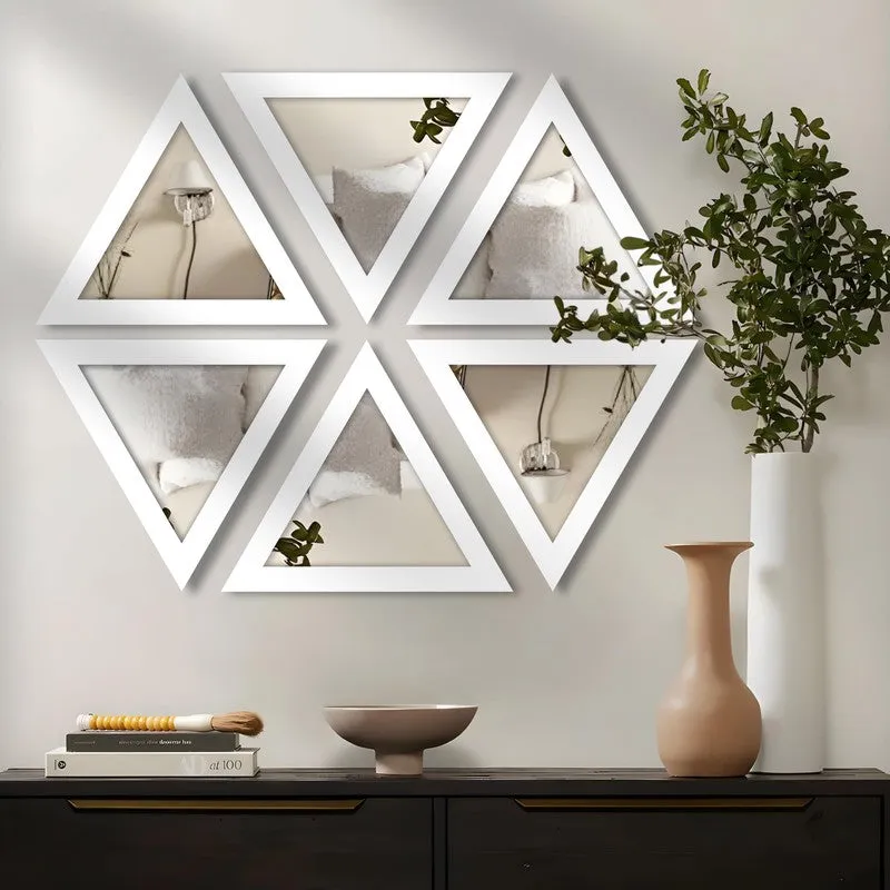 TriAxis Reflector Wall Mirrors (White) - Set Of Six media 1