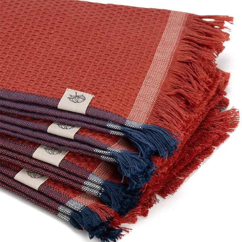 Gamchha Terry Cotton Face Towel (Red) - Set Of Four media 4