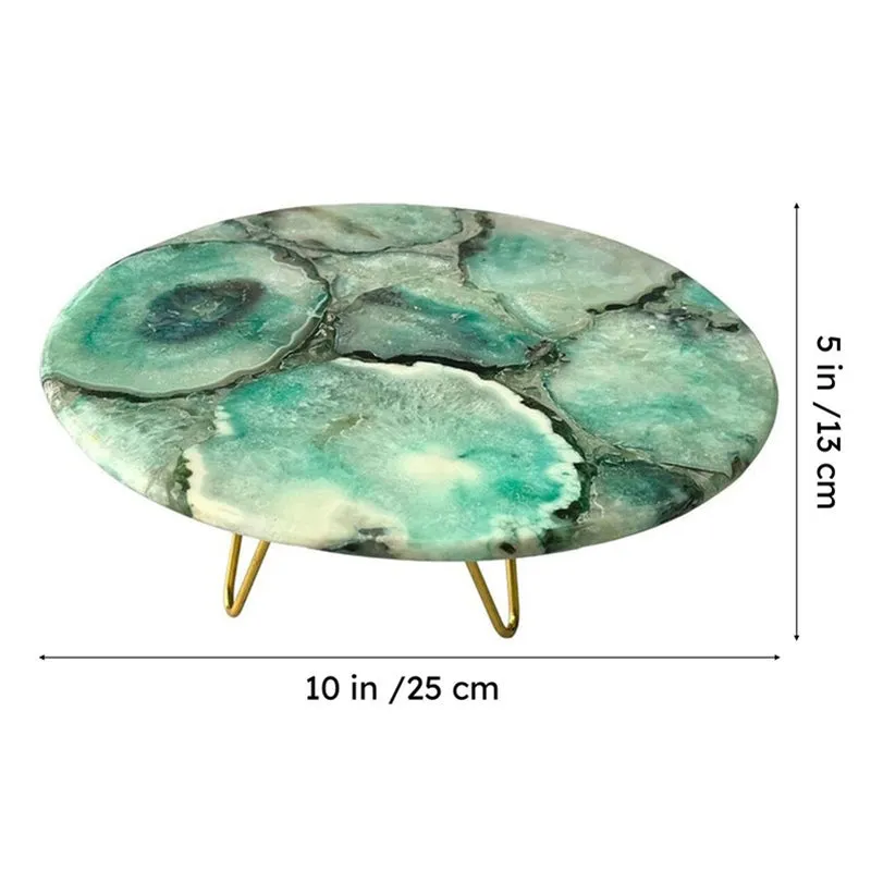 Myrla Handcrafted Agate Cake Stand - Beige media 7