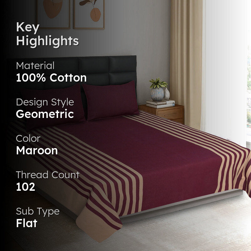 Saral Home Balance Cotton Bedsheet (Maroon) - 102 TC media 2