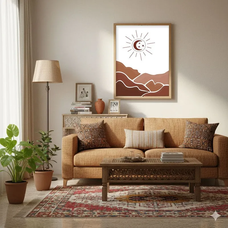 Desert Night Canvas Wall Painting With Brown Frame media 4