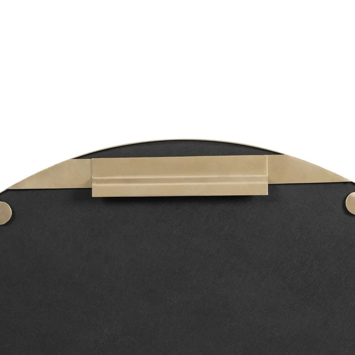 Close-up of the gold wall-mount fitting on the back of the mirror