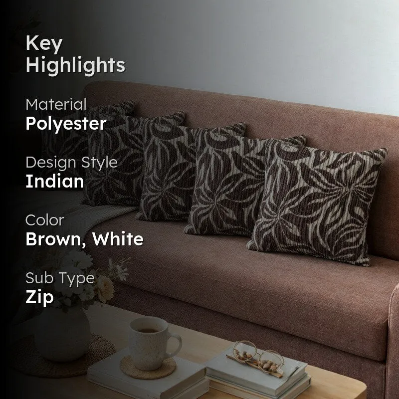 PetalReverie Cushion Cover (Coffee) - Set Of Five media 2