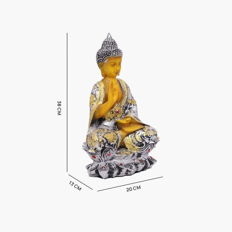 Solace Buddha Polyresin Idol (15 inches) - Silver media 6