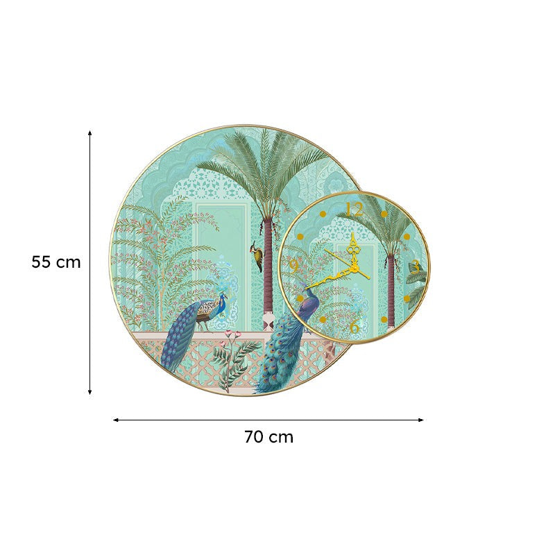 Peacock Rest Wall Art With Analog Clock media 9