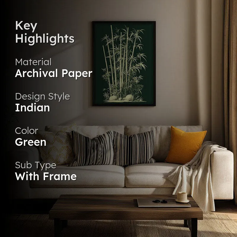 Bamboo Noir Botanical Archival Paper Wall Art With Frame media 2