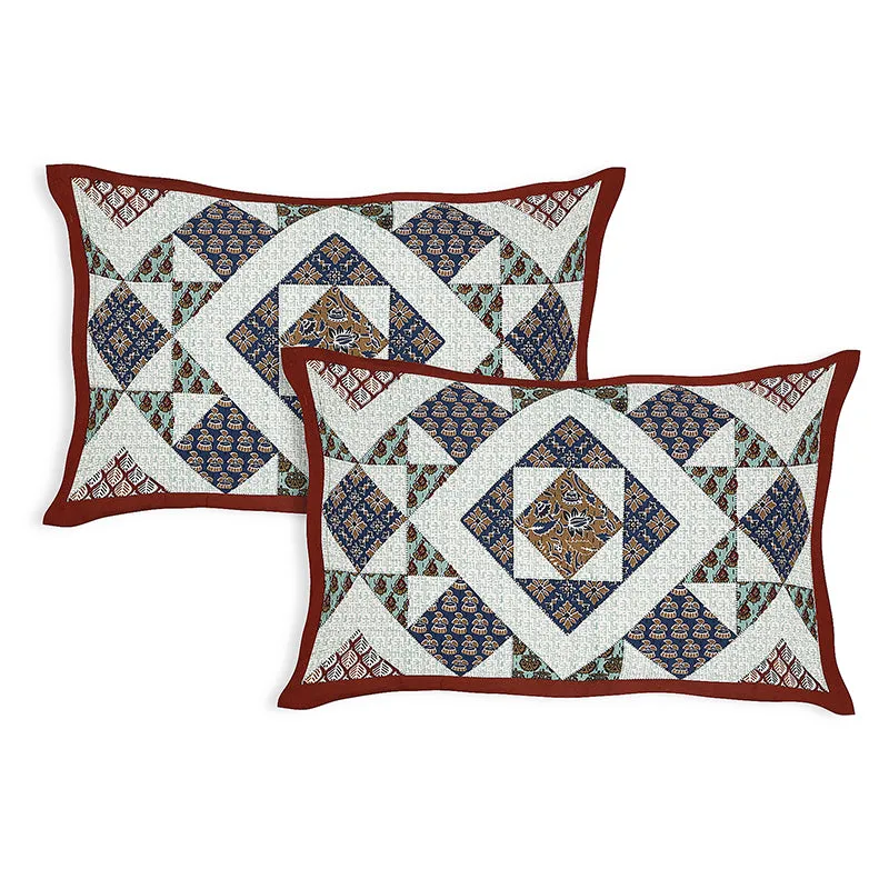 Adire Geometric Cotton Bedsheet (Blue) - 160 TC media 5