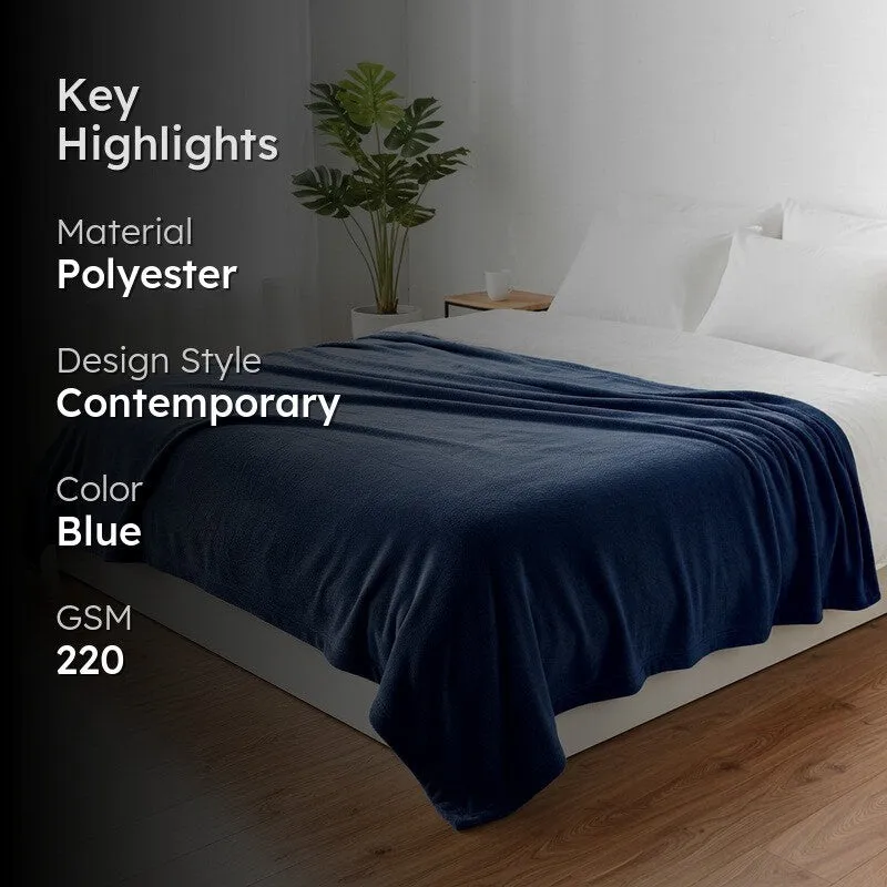 Soft Elite Blanket(Navy Blue) - 220 GSM media 2
