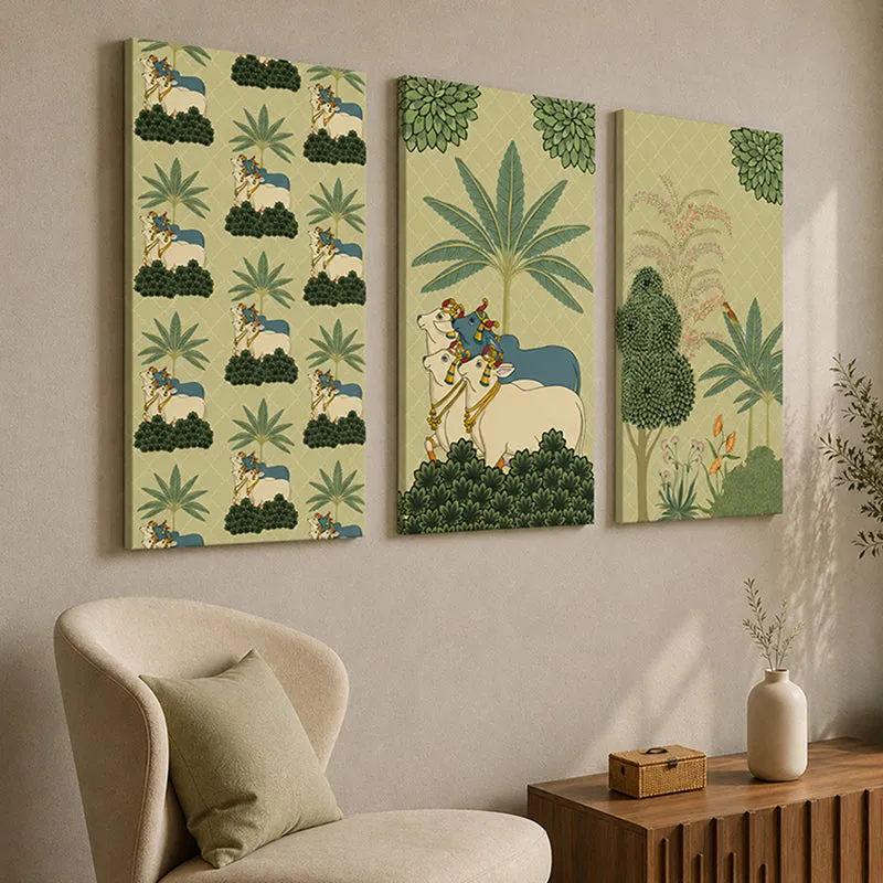 Emerald Pichwai Wall Art - Set Of Three media 5