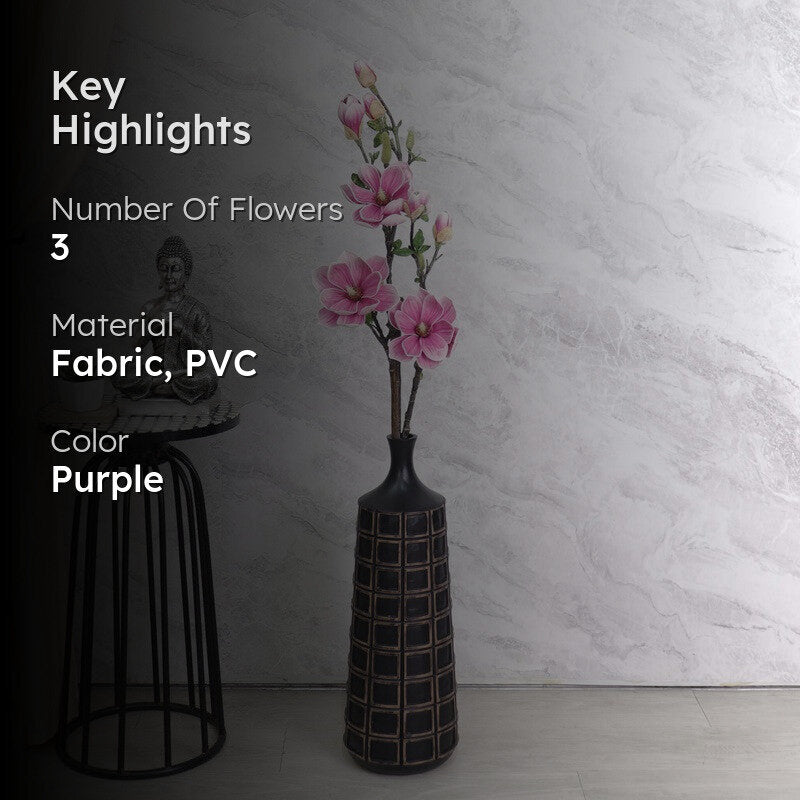 Artificial Magnolia Flower Stick With Lasting Charm - Purple media 2