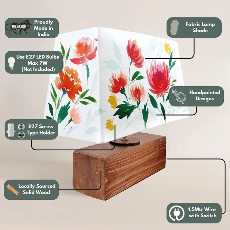 Xeno Flora Handpainted Fabric Table Lamp - Multicolor media 4