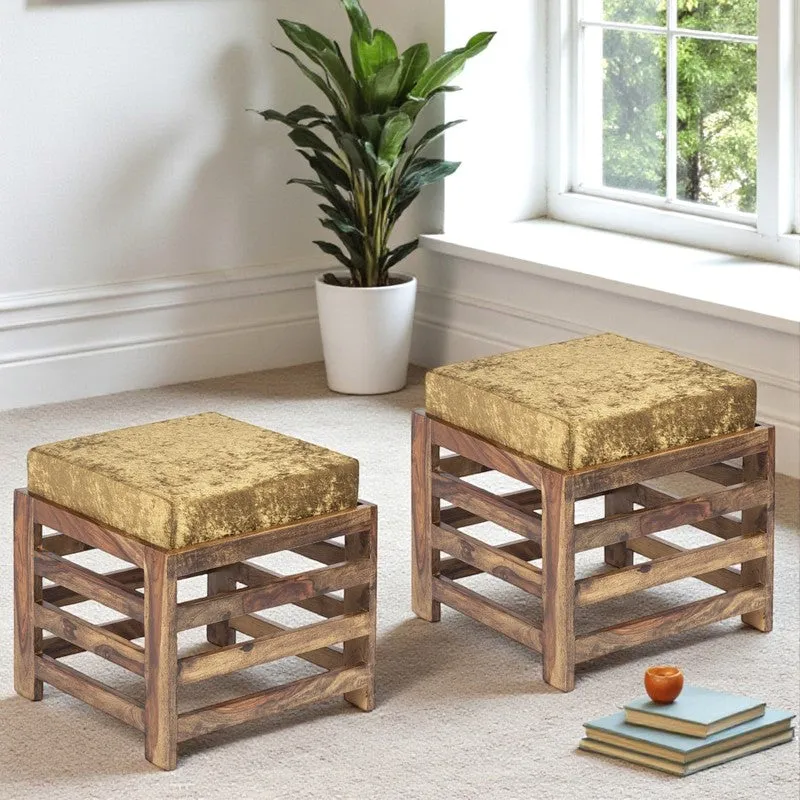 Uvrox Sheesham Wooden Bench with Cushions (Brown) - Four Piece Set media 1
