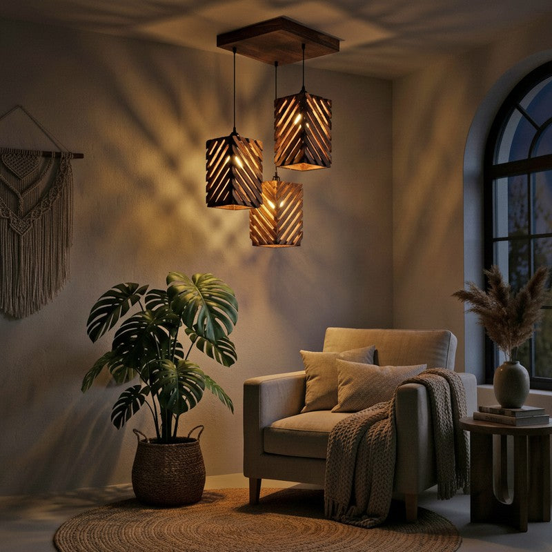 EdgeLine Wooden Ceiling Lamp - Brown