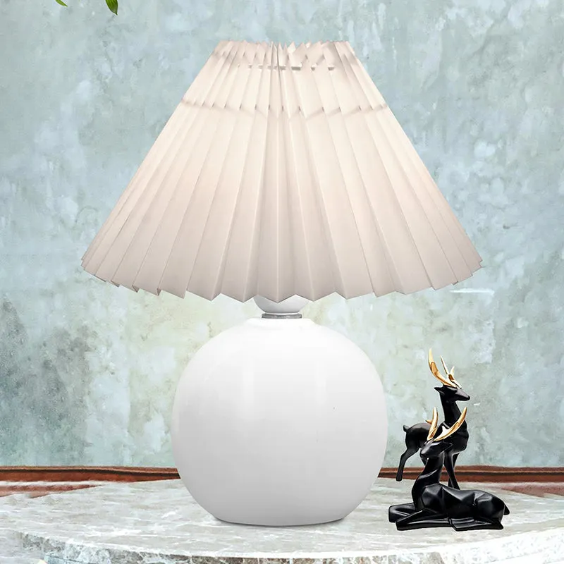 Ibex Pleated Fabric Table Lamp - White media 3