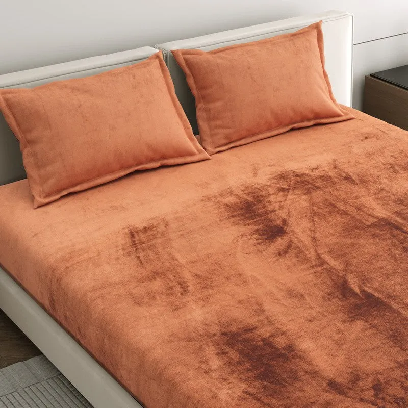 VelvetDream Woolen Bedsheet (Rust Orange) - 150 GSM media 5