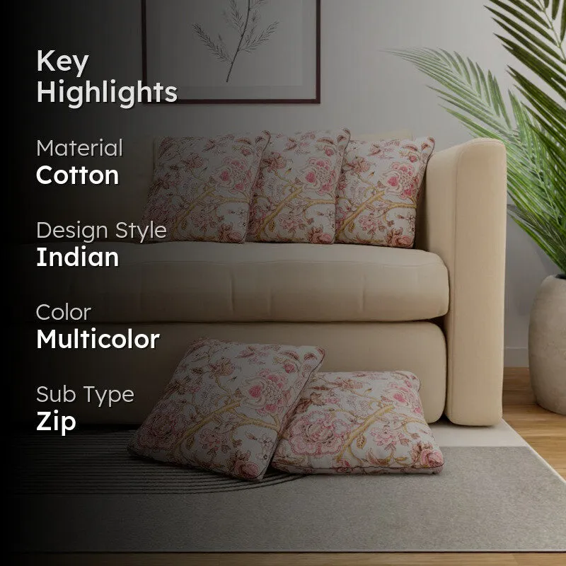 Floral Reverie Cotton Cushion Covers - Set Of Five media 2