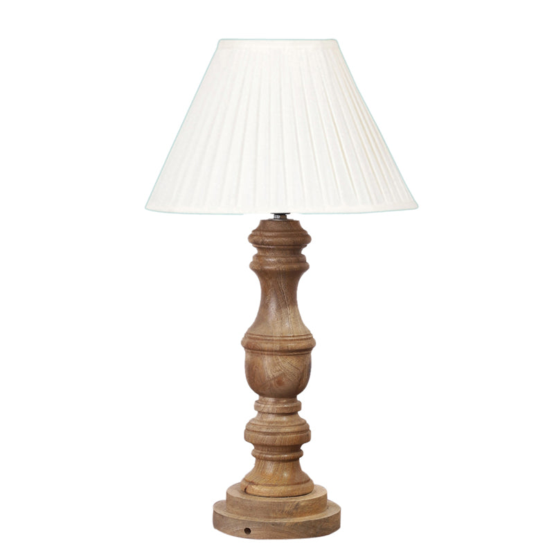 Pleatra II Carve Wooden Table Lamp - White,Brown media 6