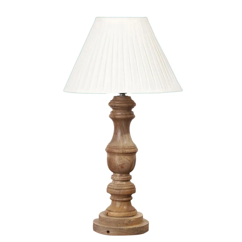 Pleatra II Carve Wooden Table Lamp - White,Brown media 6