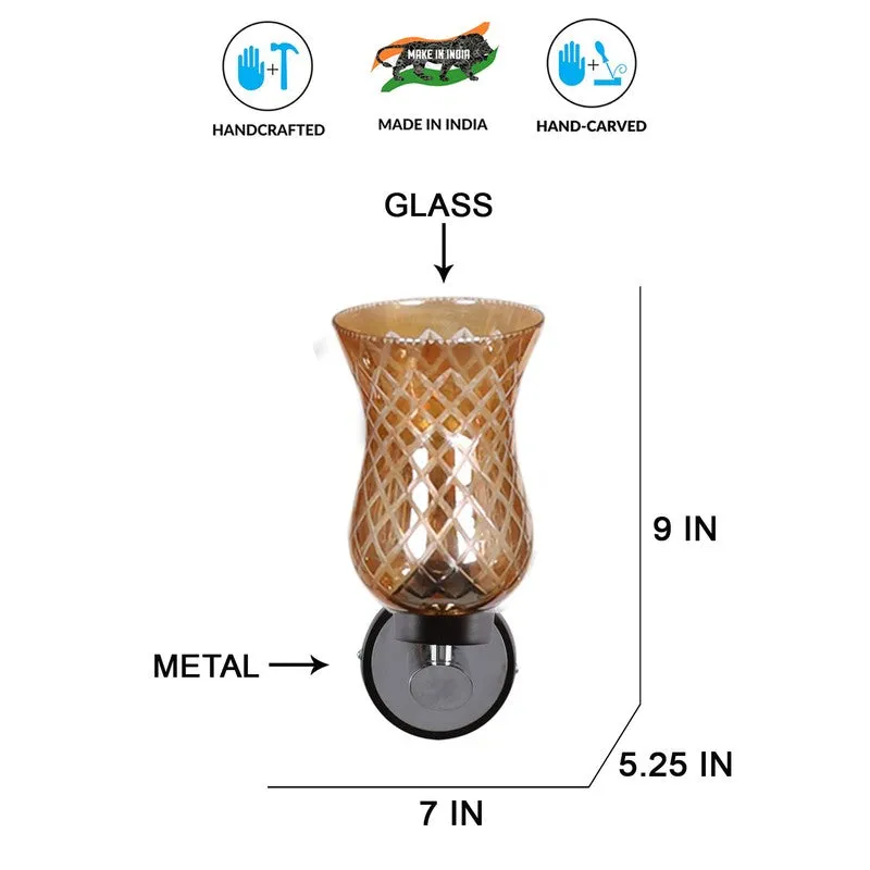 Honey Glow Chrome Amber Glass Wall Lamp media 8