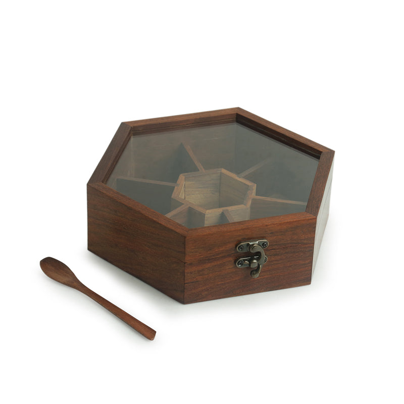 Spice Hex Food Safe Sheesham Wood Masala Box - 100 ML media 4