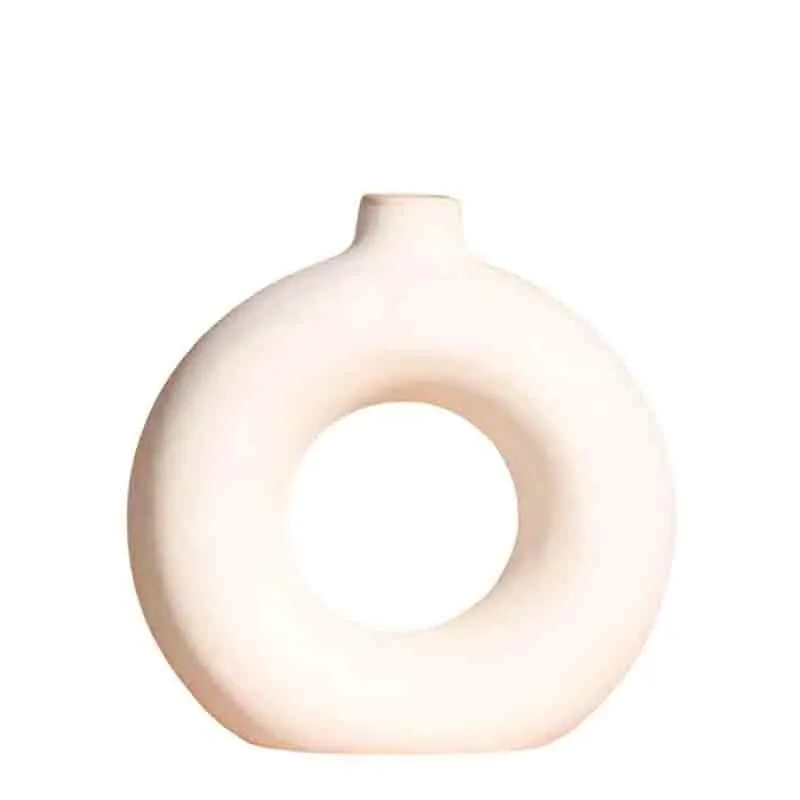 Boho Donut Vase - White media 5