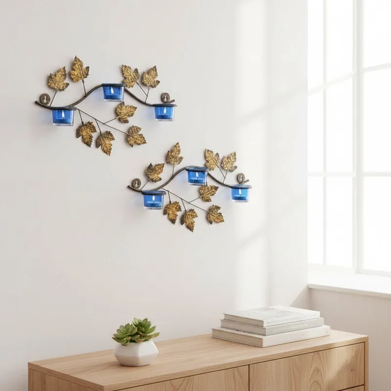 Maple Sconce Votive Trio (Blue) - Set Of Two media 1