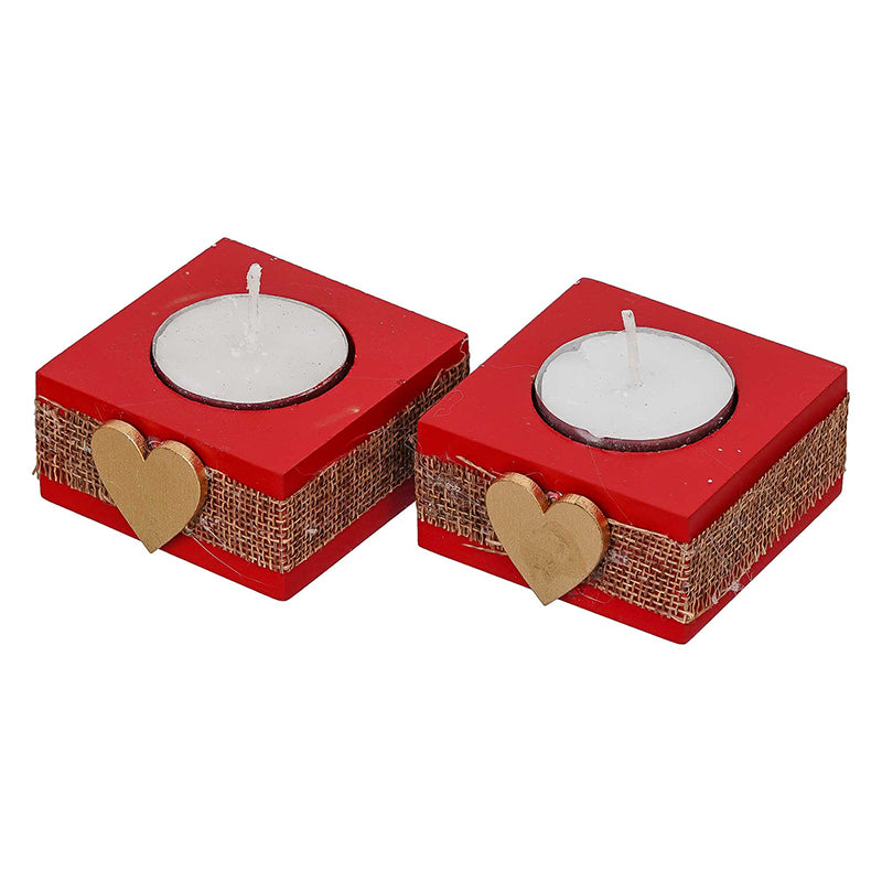 Burning Hearts Wood Tea Light Holder - Set Of Ten media 3