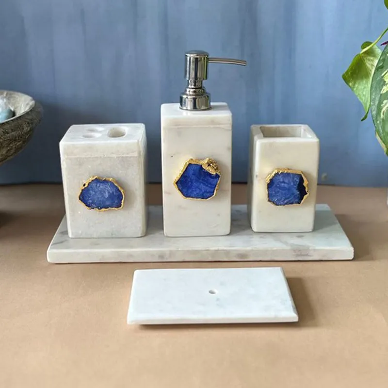 Kade Agate & Marble Bathroom Set - Blue media 1