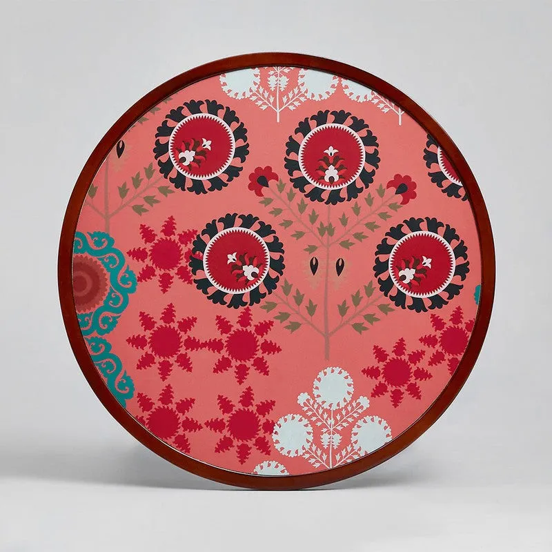 India Circus Wood Rosettes Round Side Table media 5